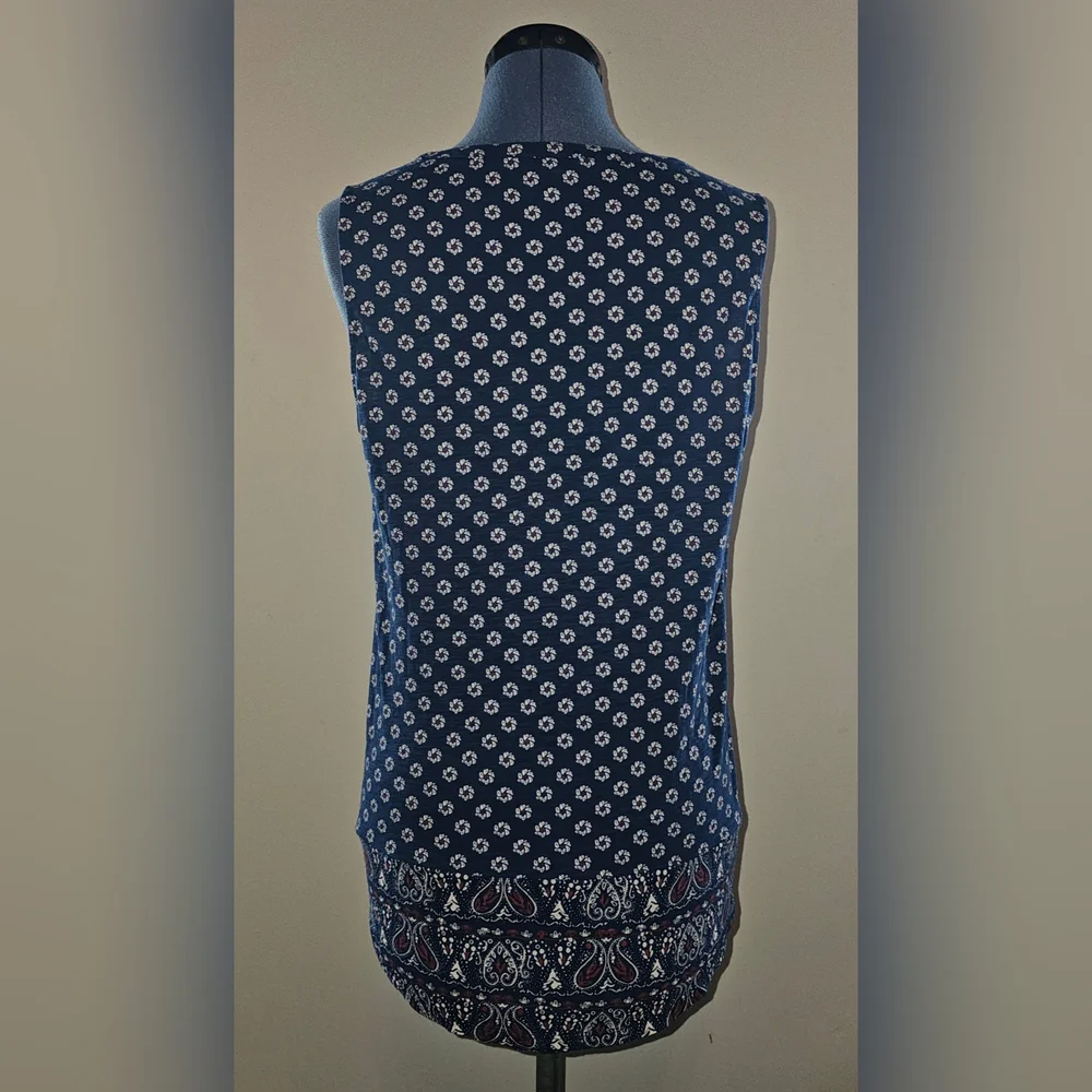 LUCKY BRAND Navy Blue Flowy Pattern Tank Top - Picture 4 of 9